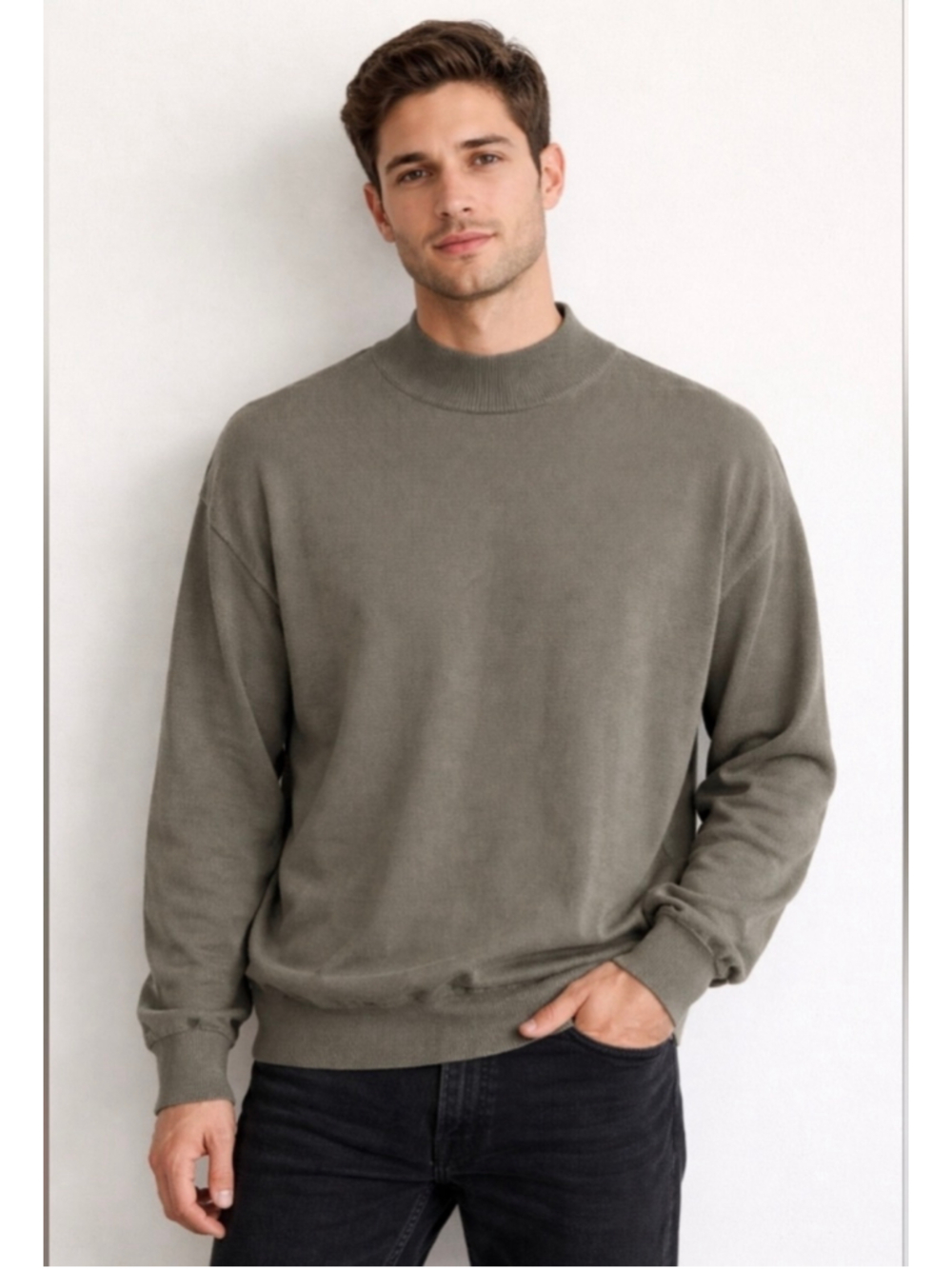 Baracuta Crewneck Sweater Grey Mens Size 2XLT Silkmock Silk Cotton Pullover Gray